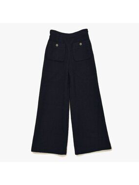 Chanel Casentino Piling Straight Pants Black Champagne Gold